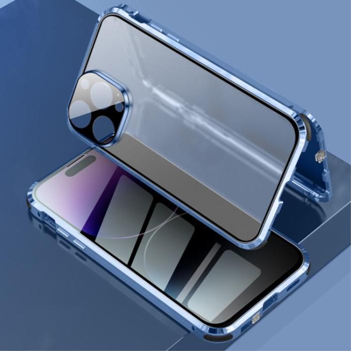 A-One Brand - iPhone 14 Pro Skal Anti-Spy Metall Magnetic - Blå