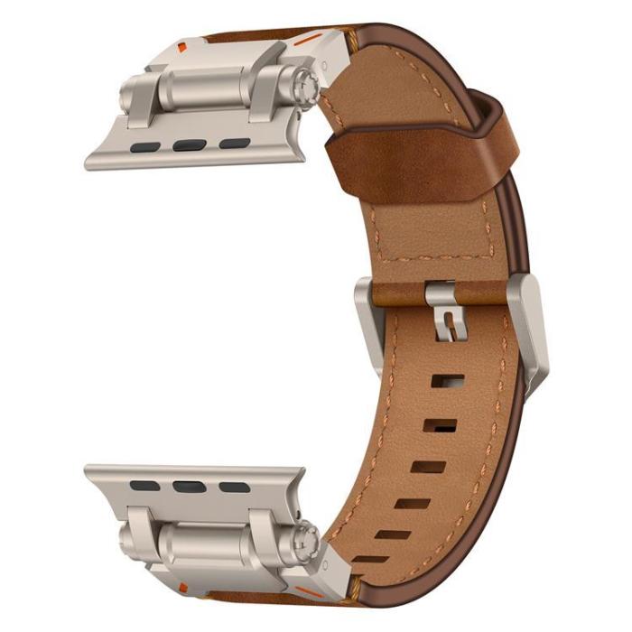 Boom of Sweden - Apple Watch Ultra (49mm) Armband Titanium Äkta Läder - Brun