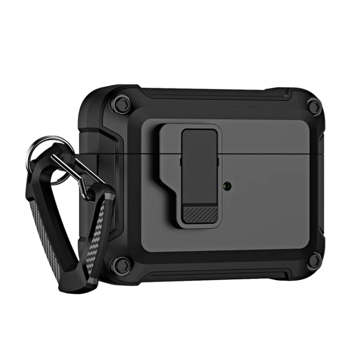 OEM - Airpods 4 Skal Armor med Carabiner - Svart