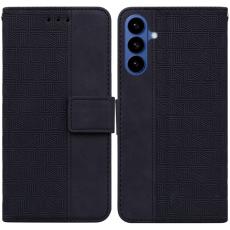 OEM - Samsung Galaxy S26 / S26 Pro Fodral Geometriskt M&ouml;nster &Auml;kta L&auml;der - Svart