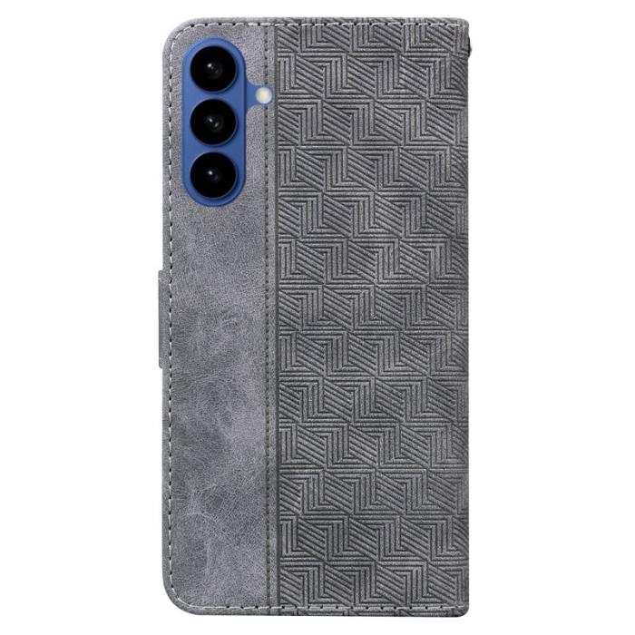 OEM - Samsung Galaxy S26 / S26 Pro Fodral Geometriskt Mönster Äkta Läder - Grå