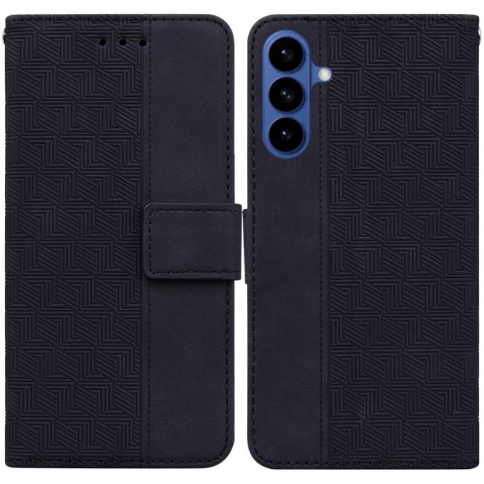 OEM - Samsung Galaxy S26 / S26 Pro Fodral Geometriskt Mönster Äkta Läder - Svart