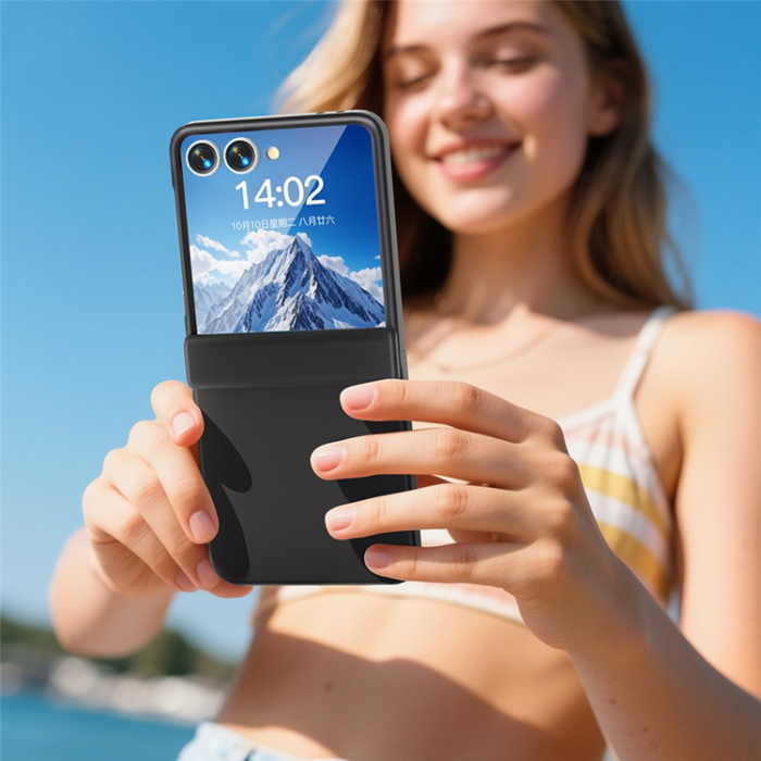 A-One Brand - Galaxy Z Flip7 Mobilskal Hinge Protection Kickstand - Svart