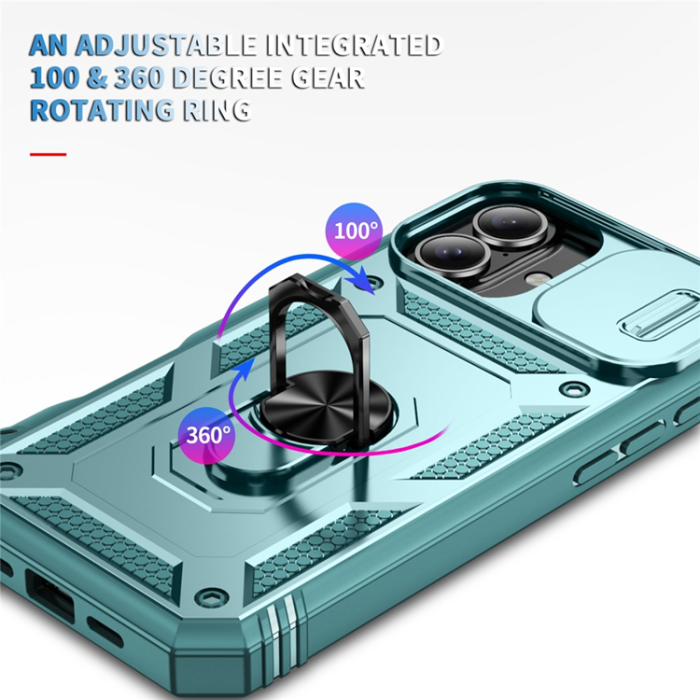 A-One Brand - iPhone 17 Mobilskal Slide Camshield Kickstand - Grön