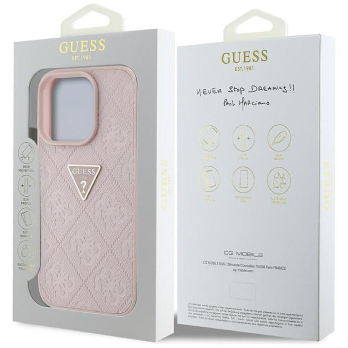 Guess - Guess iPhone 16 Pro Max Mobilskal Hot Stamp 4G Triangle Logo - Rosa