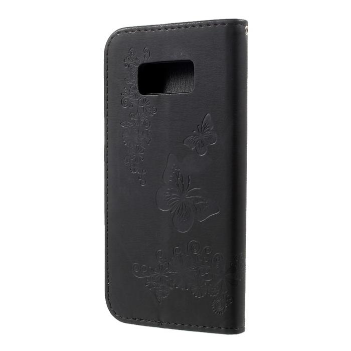 UTGATT1 - Plånboksfodral till Samsung Galaxy S8 - Svart Fjäril