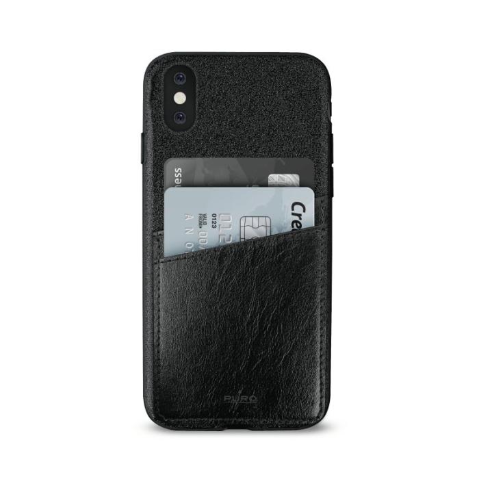 UTGATT5 - Puro Shine Cover+Pocket Detach till iPhone XS / X - Svart
