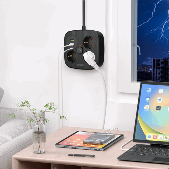 Tech-Protect - Tech-Protect Grenuttag PCS3X4 2 USB & 2 Typ-C & 3 Socket 2m