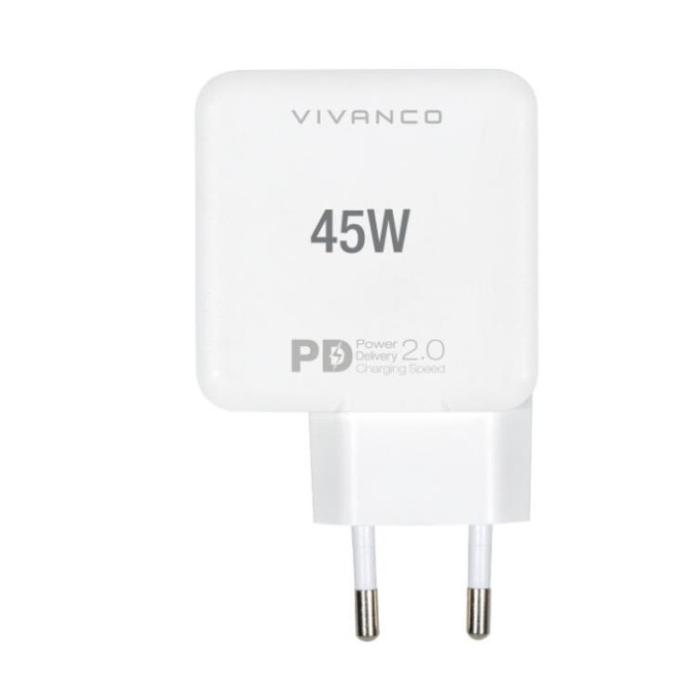 UTGATT1 - Vivanco Super Snabb Väggladdare 45W 2x USB-C - Vit