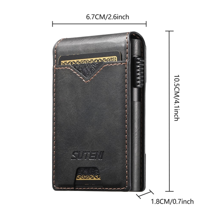 SUTENI - SUTENI Korthållare Automatiskt Pop-Up Metall Imprint Waxy Texture