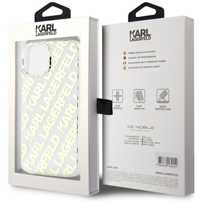 KARL LAGERFELD - Karl Lagerfeld Mobilskal till iPhone 15 MagSafe IML Fullover Logo - Guld