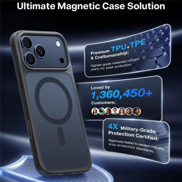 Torras - TORRAS iPhone 17 Pro Mobilskal MagSafe Matt PC + TPU - Svart