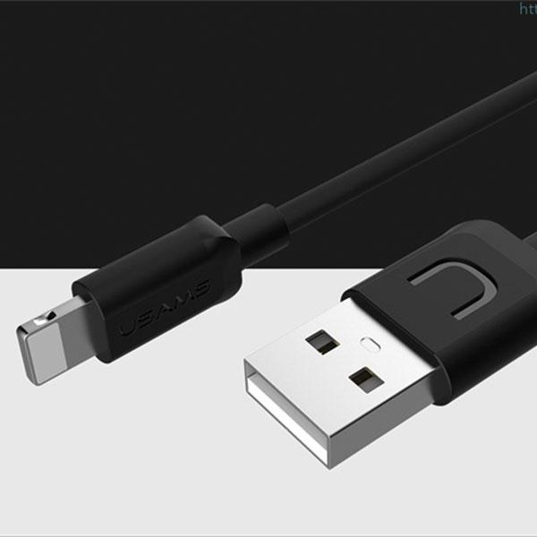 USAMS Kabel U-Turn lightning 1m svart 2A IPUSBXD01