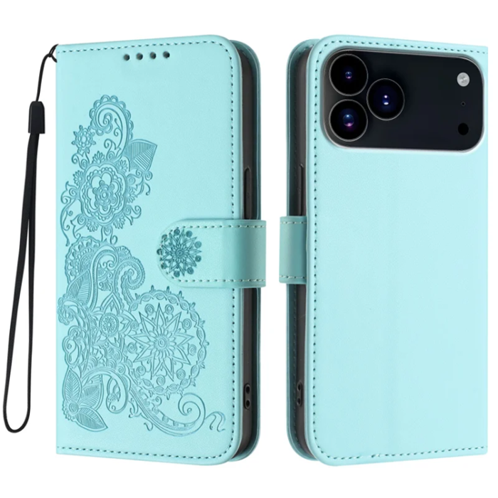 A-One Brand - iPhone 17 Pro Max Plånboksfodral Mandala Flower - Ljusblå