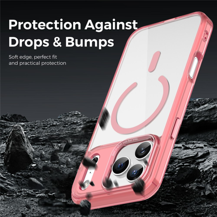 A-One Brand - iPhone 17 Pro Max Mobilskal MagSafe Transparent TPU+PC - Rosa