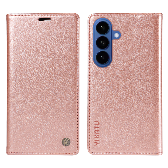YIKATU - YIKATU Galaxy S26/S26 Pro Plånboksfodral Litchi Läder