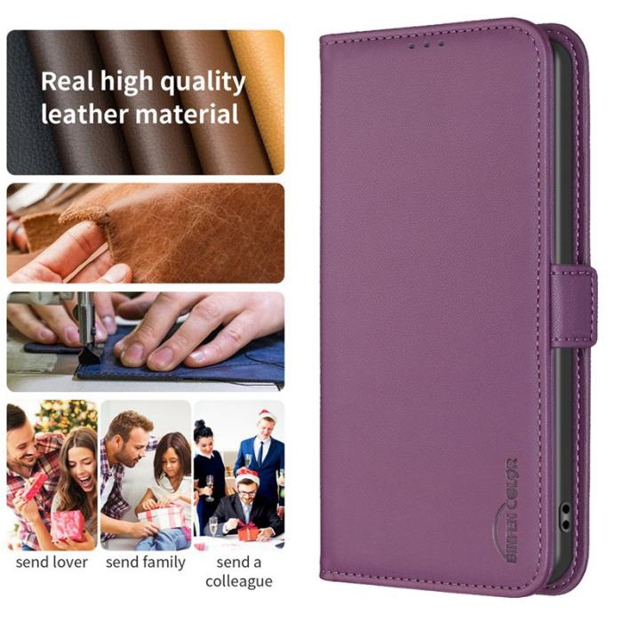 BINFEN COLOR - BINFEN Samsung Galaxy A37 Plånboksfodral Konstläder Flip - Mörklila