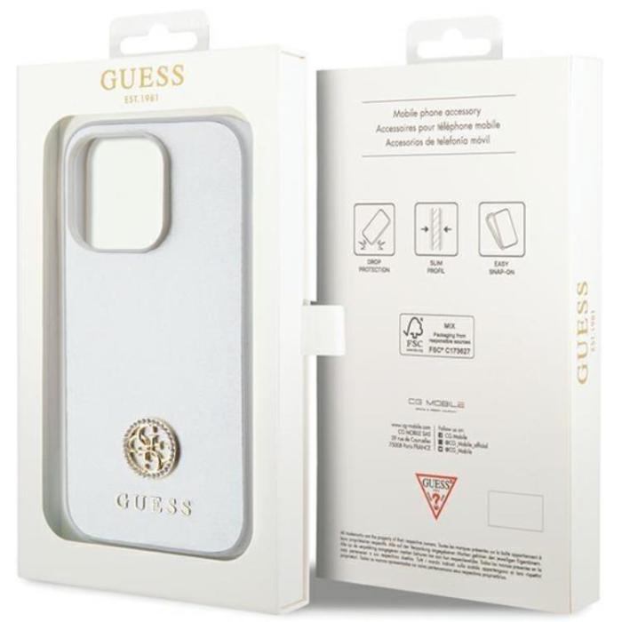 Guess - Guess iPhone 15 Mobilskal Strass Metal Logo - Silver