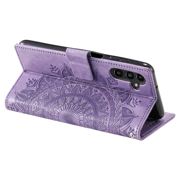 OEM - Galaxy A24 4G Plånboksfodral Imprinted Mandala Flower - Lila