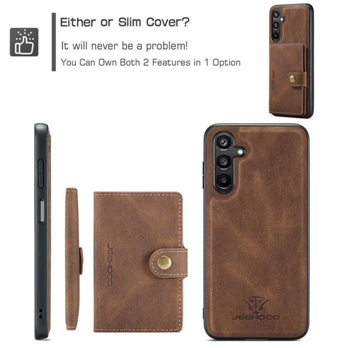 OEM - JEEHOOD Samsung Galaxy A15 4G/5G Mobilskal Konstläder + Plast - Brun