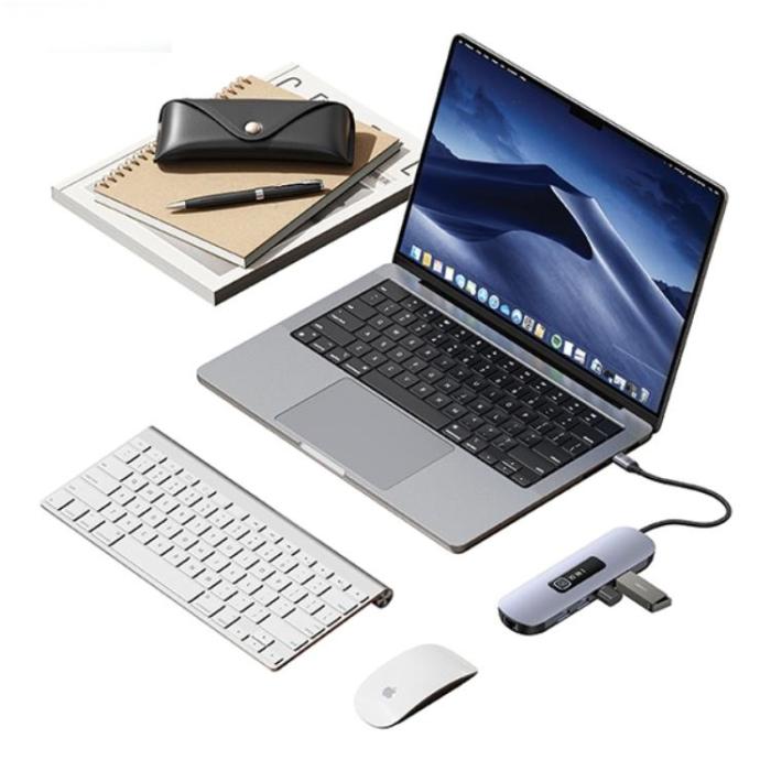 USAMS - USAMS 10in1 Hubb 100W 3xUSB-A USB-C, HDMI, TF, SD, RJ45, VGA