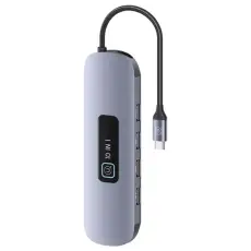 USAMS - USAMS 10in1 Hubb 100W 3xUSB-A USB-C HDMI TF SD RJ45. VGA
