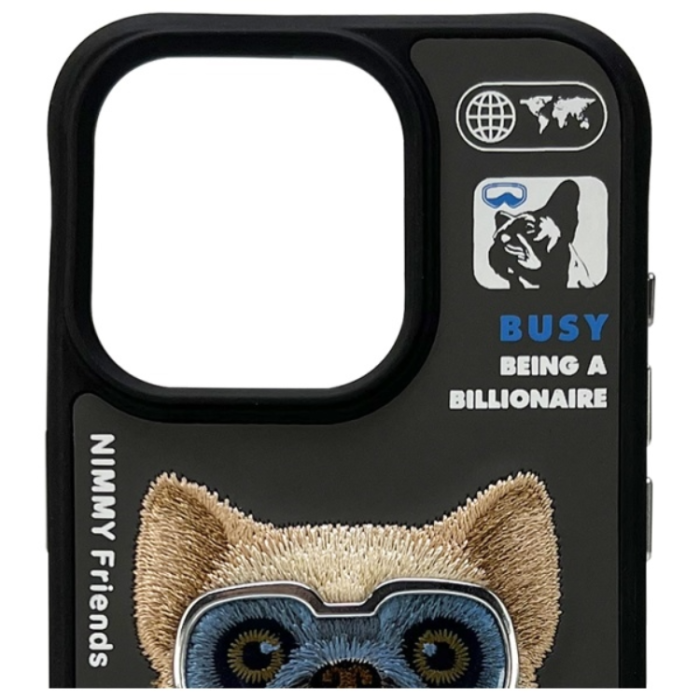 NIMMY - Nimmy iPhone 15 Pro Mobilskal Cool & Cute 2.0 Dog - Svart
