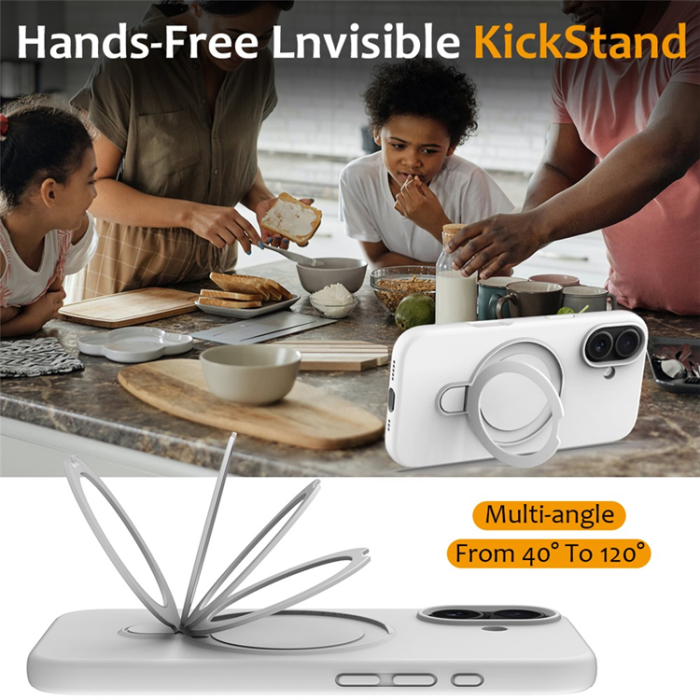A-One Brand - iPhone 17 Mobiskal MagSafe Kickstand PC + Silikon - Vit