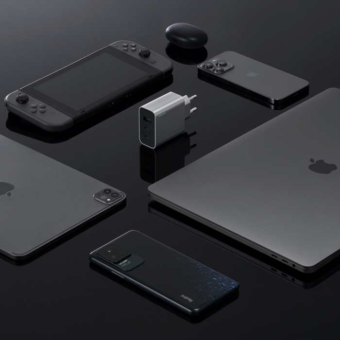 Cuktech - Cuktech Snabbladdare 65W 2xUSB-C 1xUSB-A GaN - Grå