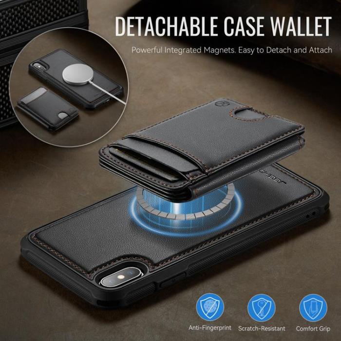 OEM - JEEHOOD Mobilskal till iPhone XS Max MagSafe Läder - Svart