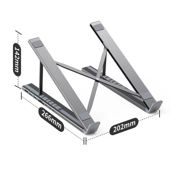 Choetech - Choetech 7in1 Multifunctional HUB USB-C Till Laptop Stativ - Grå