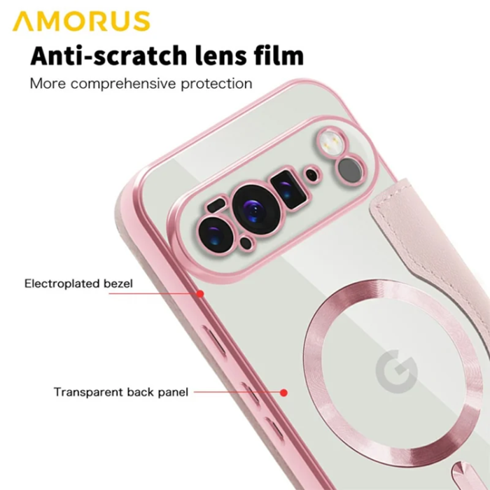 AMORUS - AMORUS Google Pixel 10 Pro XL Plånboksfodral Magsafe RFID - Rosa