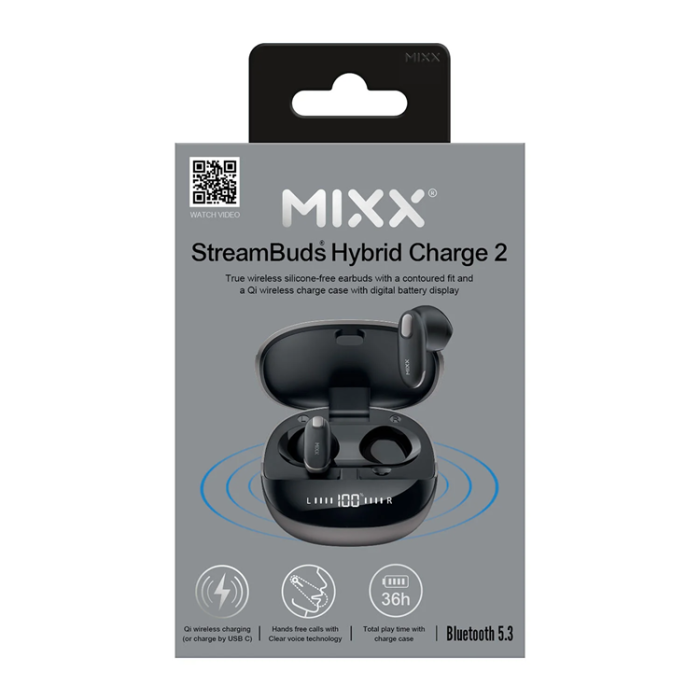 MIXX - Mixx Qi TWS In-Ear Hörlurar Hybrid Charge 2 - Svart
