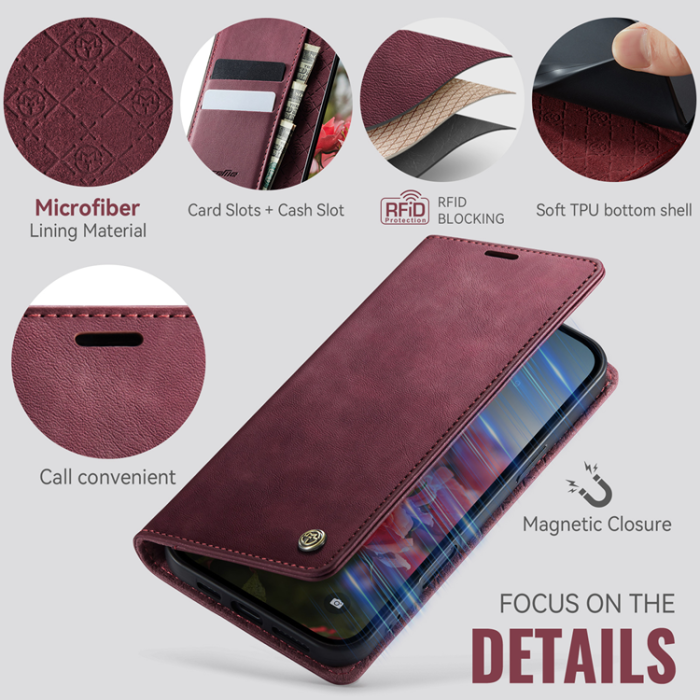 Caseme - Caseme iPhone 17 Plånboksfodral RFID Blocking 033 Series - Röd
