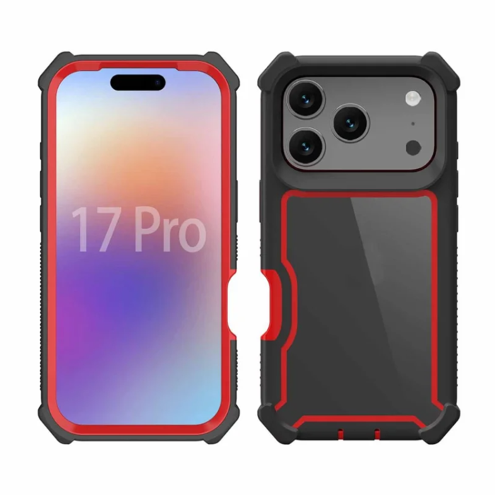 A-One Brand - iPhone 17 Pro Mobilskal TPU + PC Shockproof - Svart/Röd