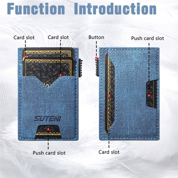 SUTENI - SUTENI Korthållare Automatiskt Pop-Up Double-Sided Jeans Texture