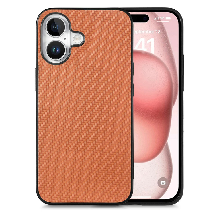 iPhone 17 Mobilskal Carbon Fiber PU Läder - Brun | 2353 | AlltMobil