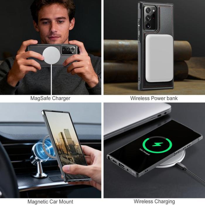 OEM - JEEHOOD Samsung Galaxy Note20 Ultra Fodral KonstLäder - Svart