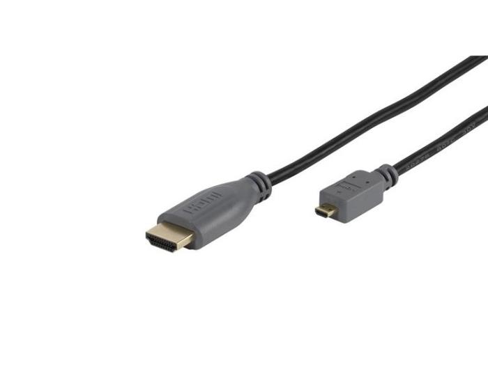 UTGATT1 - Vivanco Micro HDMI High Speed Ethernet Kabel 1.2m - Grå