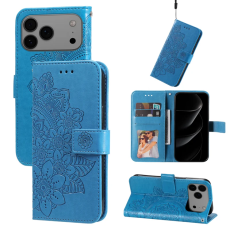 A-One Brand - iPhone 17 Pro Max Plånboksfodral Floral Pattern - Blå