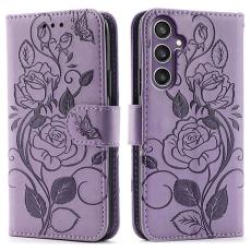 A-One Brand - Galaxy S26 Plus Konstl&auml;der Pl&aring;nboksfodral Imprinted Rosa Butterfly - Lila