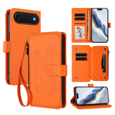 A-One Brand - iPhone 17 Air Plånboksfodral Butterfly Floral Imprint - Orange
