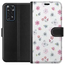 Gustaf - Pl&aring;nboksfodral till Xiaomi Redmi Note 11 med Blommor och fj&auml;rillar
