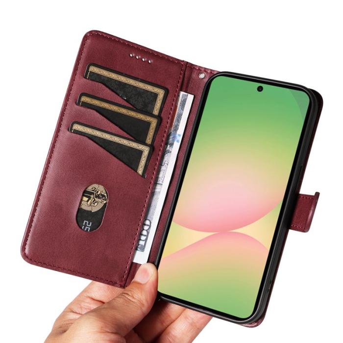 OEM - T-Shape Samsung Galaxy A57 Plånboksfodral Konstläder - Vinröd