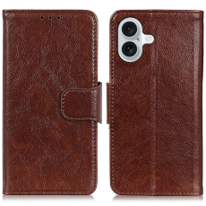A-One Brand - iPhone 17 Plånboksfodral Nappa Texture Äkta läder - Brun