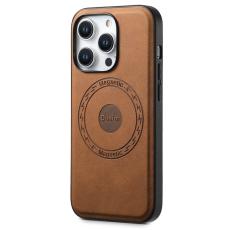 DENIOR - DENIOR A11 Mobilskal till iPhone 15 Pro Max &Auml;kta L&auml;der Magnetisk Brun