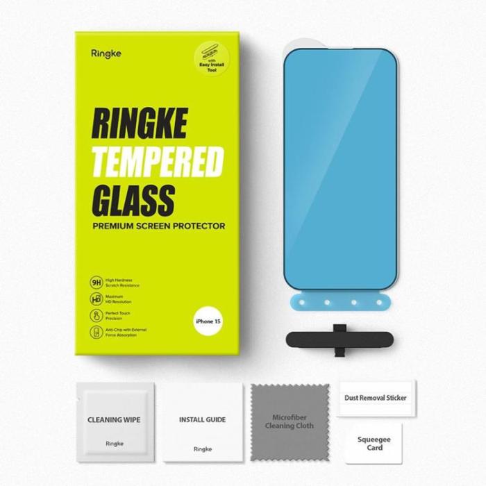 Ringke - Ringke iPhone 15 Pro Härdat Glas Skärmskydd - Svart