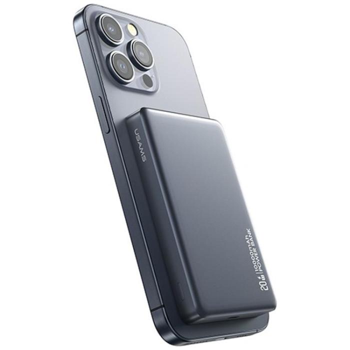 USAMS - USAMS Magnetisk Trådlös Powerbank 10000mAh 20W - Titanium
