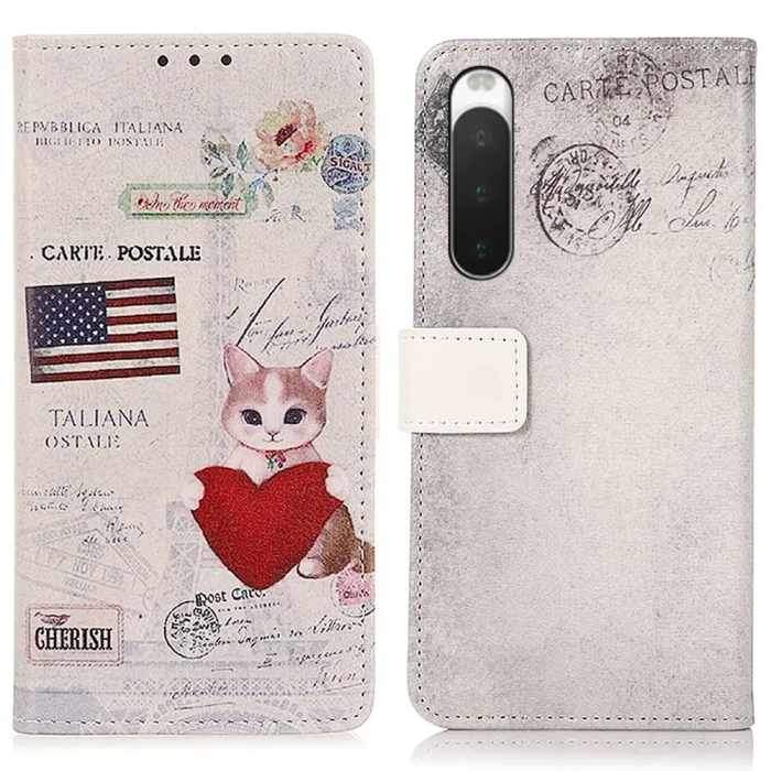 Taltech - Sony Xperia 10 IV Plånboksfodral - Cat & Heart