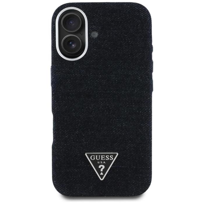 Guess - Guess iPhone 16 Mobilskal MagSafe Denim Triangle Logo - Svart